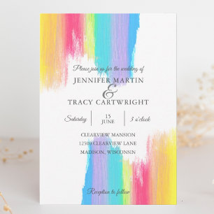 Vibrant Rainbow Watercolor Gay pride LGBTQ Bröllop Inbjudningar