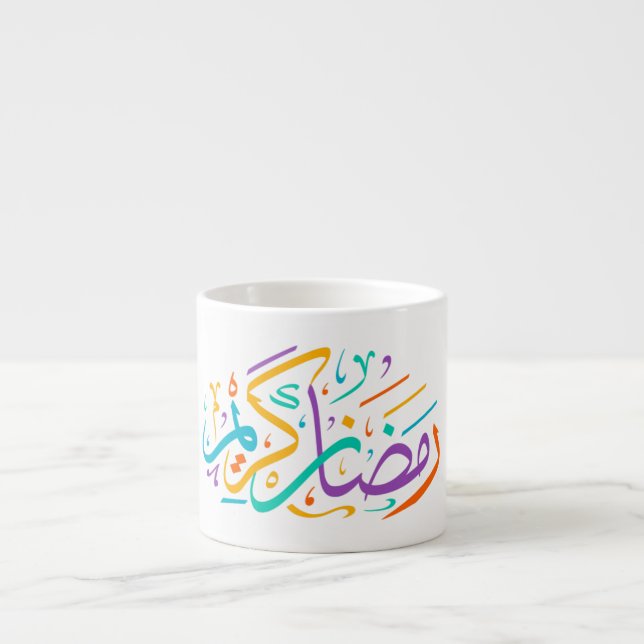 Vibrant Ramadan Kareem Arabiska Calligraphy Islami Espressomugg (Framsidan)