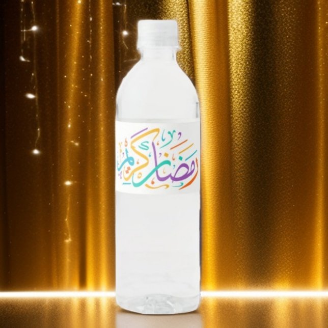 Vibrant Ramadan Kareem Arabiska Calligraphy Islami Vattenflaskor Etikett (Skapare uppladdad)