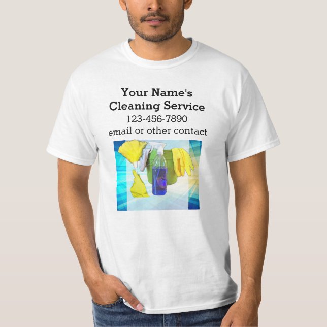 Vibrant Rays-Anpassningsbarna Städning service för T Shirt (Framsida)