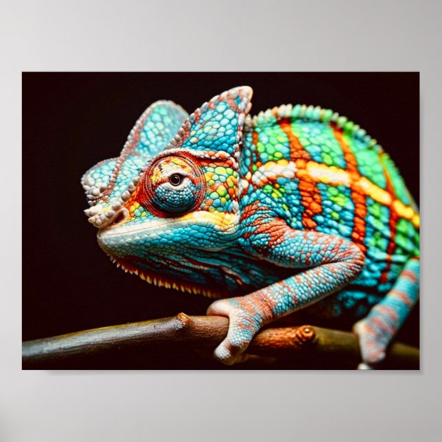Vibrant Realistic Lizard Panther Chameleon Poster (Framsidan)