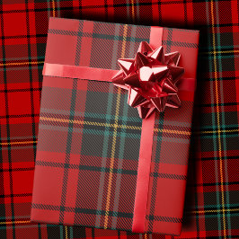 Vibrant Red and Black Scottish Tartan Plaid Presentpapper