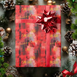 Vibrant Red and Guld Personlig Gift Wrap Presentpapper