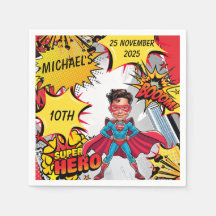 Vibrant Red and Gult Superhjälte Caricature