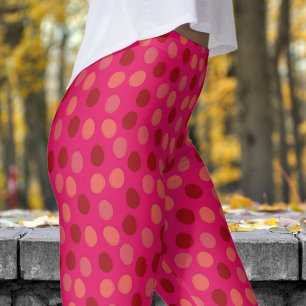 Vibrant Red and Ruby Red Polka Dot Mönster Leggings