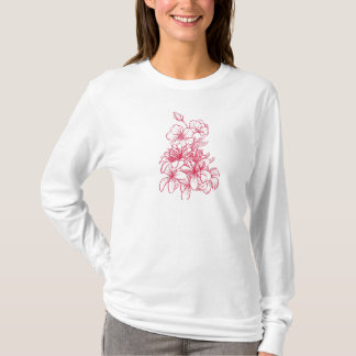 Vibrant Red Blommigt Elegance T Shirt