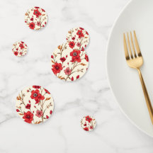 Vibrant Red Botanical Illustration