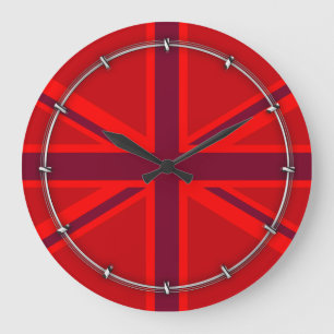 Vibrant Red British Union Jack Flagga Stor Klocka