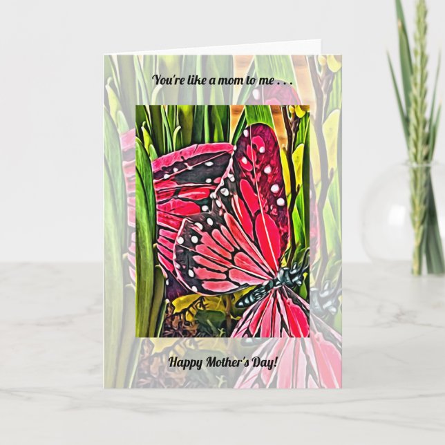 Vibrant Red Butterflies Mor's Day Card Kort (Framsida)