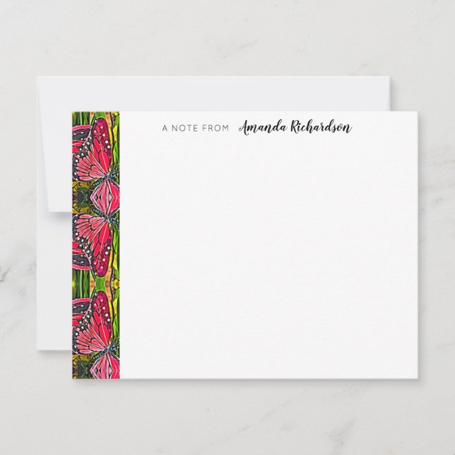 Vibrant Red Butterflies Personlig Note Card Anteckningskort (Framsida)