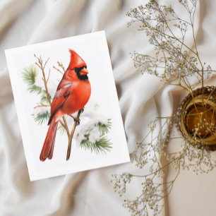 Vibrant Red Cardinal in Winter - Bird Hälsning Car Vykort