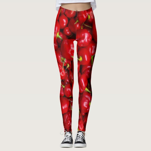 Vibrant Red Chili Pepper Harvest Leggings (Framsida)