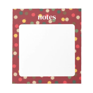 Vibrant Red Colorful Polka dots Anteckningsblock