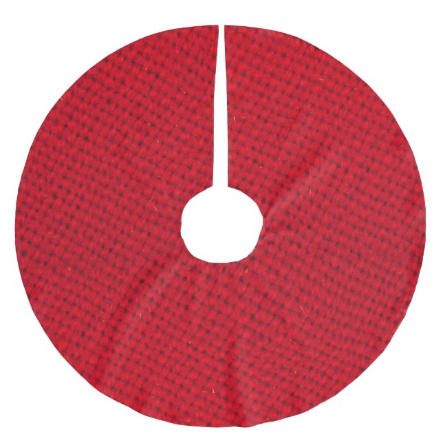 Vibrant Red Fabric Struktur Julgransmatta Borstad Polyester (Framsidan)