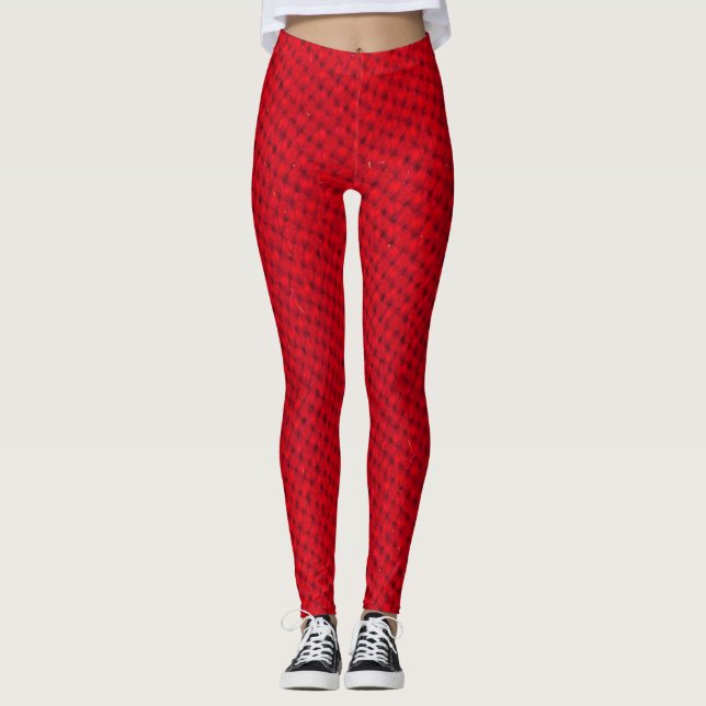 Vibrant Red Fabric Struktur Leggings (Framsida)