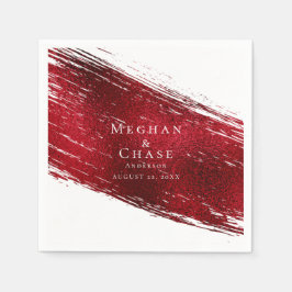 Vibrant Red Faux Foil Paint Stroke Pappersservett