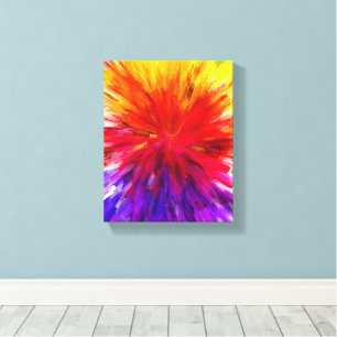 Vibrant Red, Gult & Lila Abstrakt Färg Burst Canvastryck