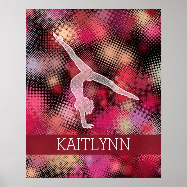 Vibrant Red Halftone Gymnastics w/ Monogram Poster (Framsidan)