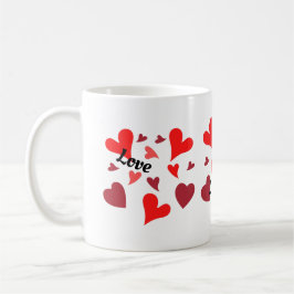 Vibrant red hearts background kaffemugg