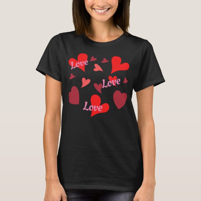 Vibrant red hearts background t shirt (Framsida)