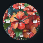 Vibrant Red Hibiscus Flowers-76894 Stor Klocka<br><div class="desc">Vibrant Red Hibiscus Flowers-76894</div>