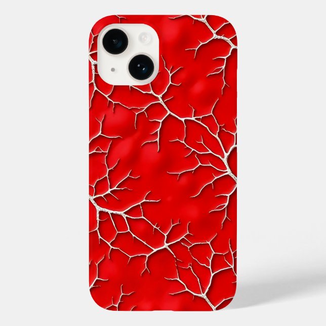 Vibrant Red iPhone Case with Branch Texture (Baksida)