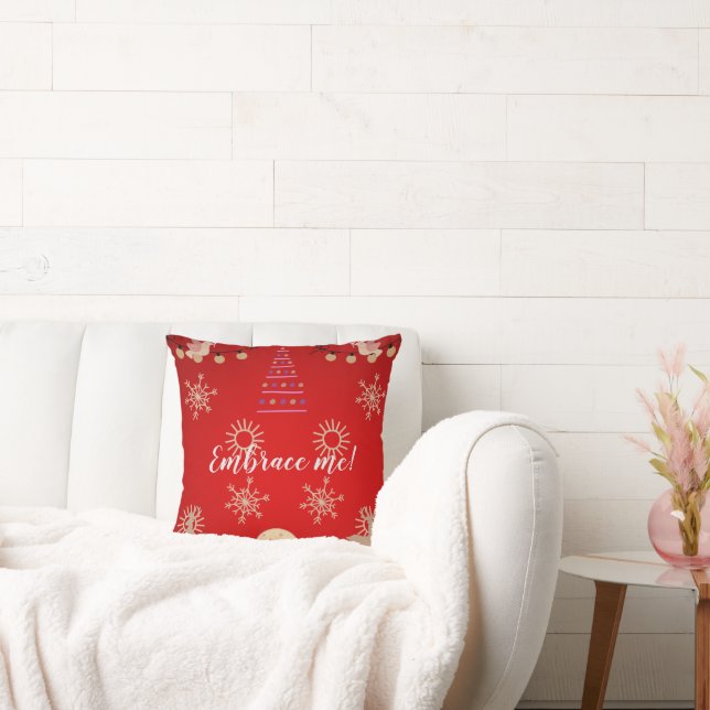 Vibrant Red-julestesisk fluffy Pillow Kudde (Soffa)