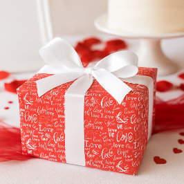 Vibrant Red Love White Script Valentine's Day Presentpapper