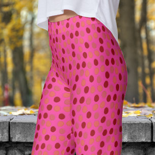 Vibrant Red och Ro Bonbon Red Polka Dot Mönster Leggings