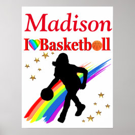 VIBRANT RED PERSONLIG GIRLS BASKETBALL POSTER