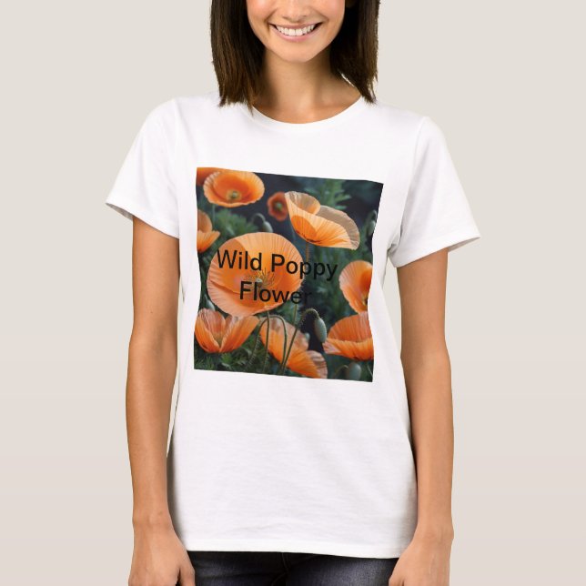 Vibrant Red Poppy Flower T Shirt (Framsida)