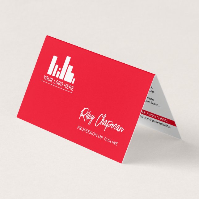 Vibrant Red QR Code Photo Social Media Icons Visitkort (Framsida)