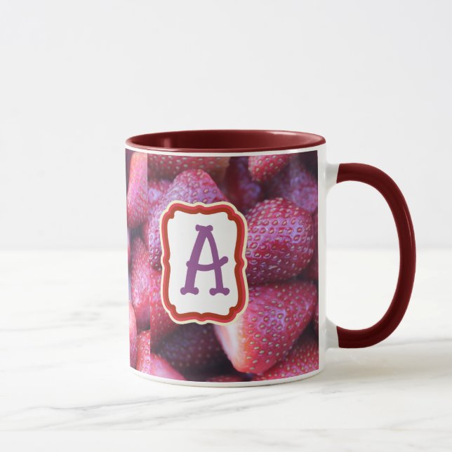 Vibrant Red Strawberry Pattern Ceramic Coffee Mug Mugg (Höger)