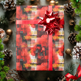Vibrant Red Urban Inspired Gift Wrap Presentpapper