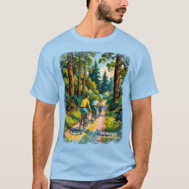 Vibrant Redwood Forest Family Bike Ride Custom T Shirt