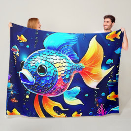 Vibrant Reef-fiskdesign Fleecefilt