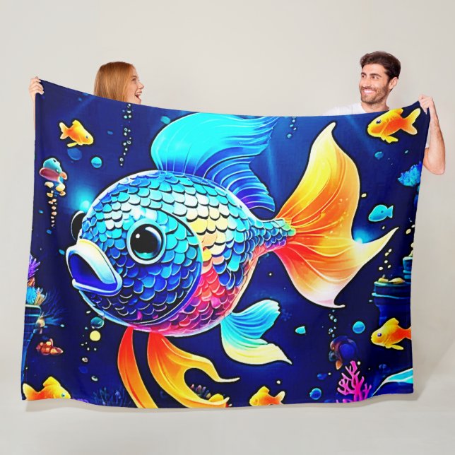 Vibrant Reef-fiskdesign Fleecefilt (På plats)