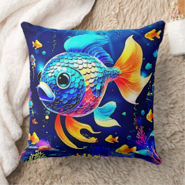 Vibrant Reef-fiskdesign Kudde