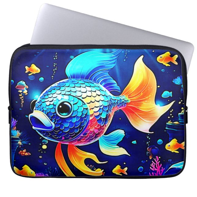 Vibrant Reef-fiskdesign Laptop Fodral (Framsidan)