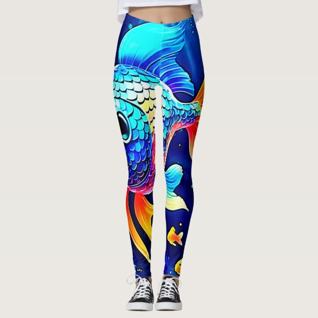 Vibrant Reef-fiskdesign Leggings (Framsida)