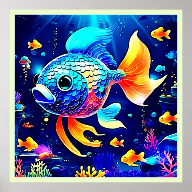 Vibrant Reef-fiskdesign Poster (Framsidan)