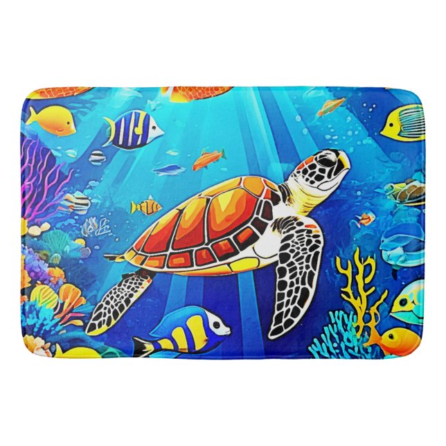 Vibrant Reef: Turtle's Underwater Realm Badrumsmatta (Framsidan)