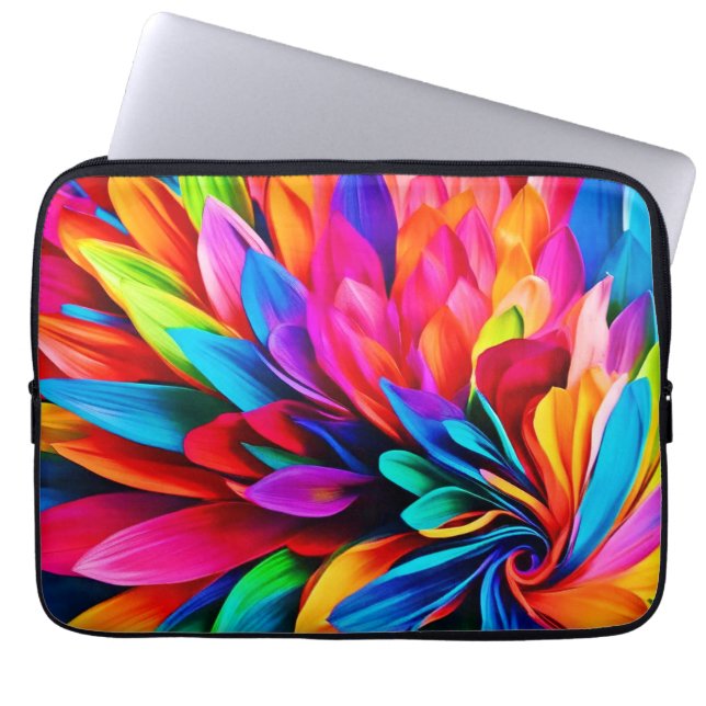 Vibrant regnbågsblomma, Abstrakt Laptop Fodral (Framsidan)
