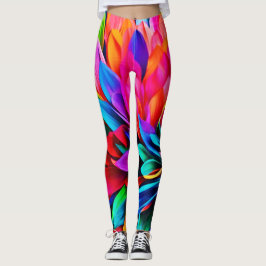 Vibrant regnbågsblomma, Abstrakt Leggings