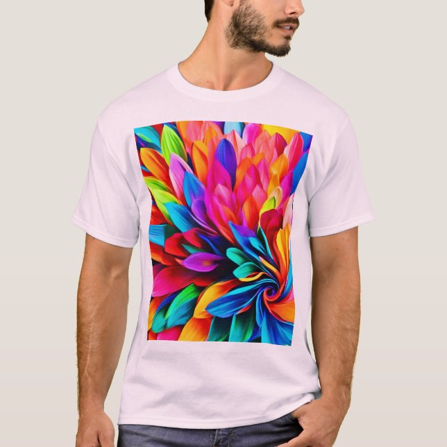 Vibrant regnbågsblomma, Abstrakt T Shirt (Framsida)