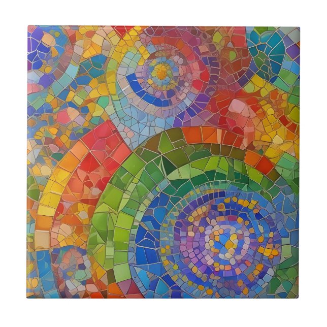 Vibrant regnbågsfärgen Mosaic Art Kakelplatta (Framsidan)