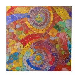 Vibrant regnbågsfärgen Mosaic Art Kakelplatta