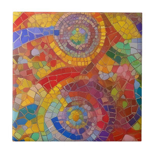 Vibrant regnbågsfärgen Mosaic Art Kakelplatta