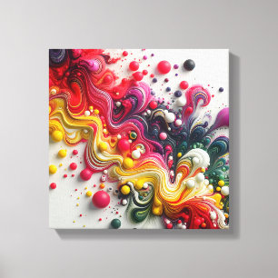 Vibrant rektangulär Abstrakt Akrylfluid Art Canvastryck