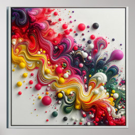 Vibrant rektangulär Abstrakt Akrylfluid Art Poster